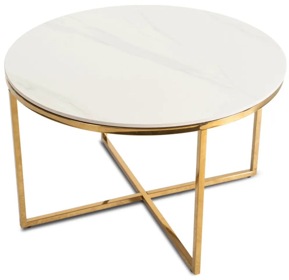 Fehér Márványhatású Kőlap Dohányzóasztal. MARINE