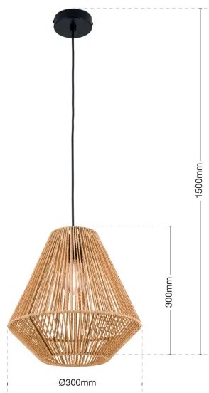 Orion HL 6-1812/1 - Csillár zsinóron JUNGLE 1xE27/40W/230V átm. 31 cm kender