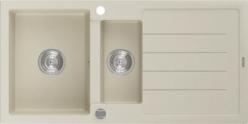 Mexen Andres - gránit mosogató 100,0x50,0 cm, 1,5 kamrás, bézs, 6515101510-69