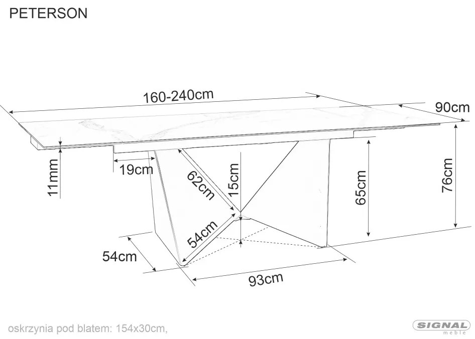 Peterson bővíthető étkezőasztal 160-240 cm