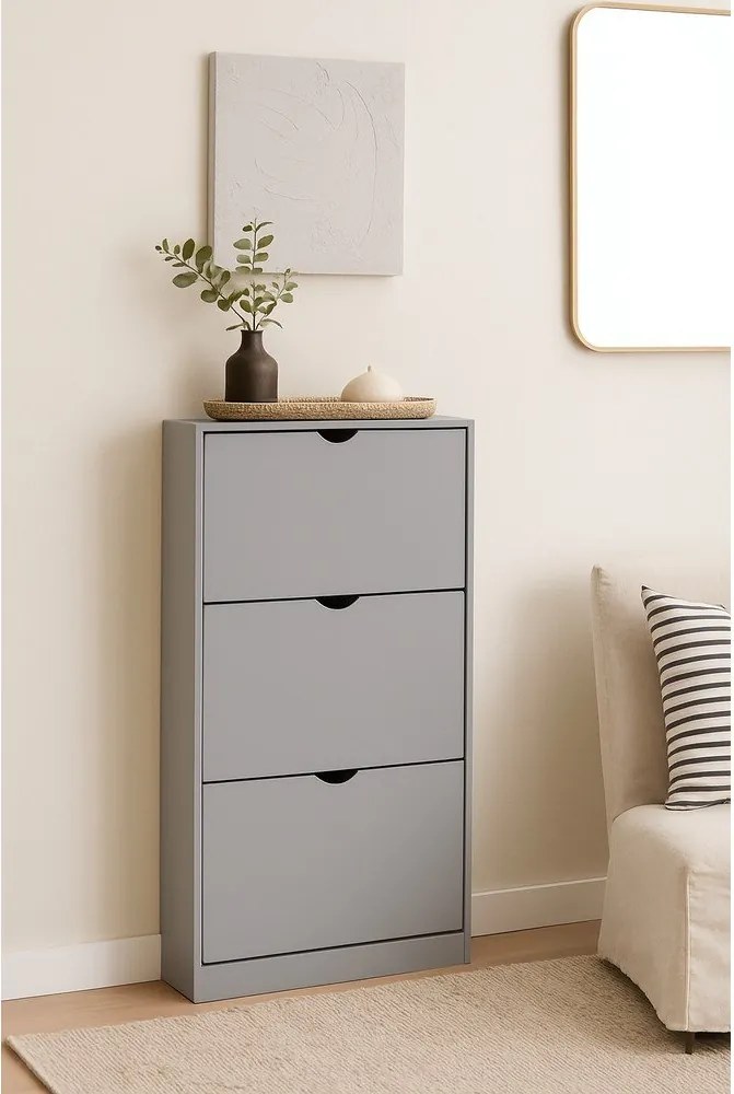 Szürke billenő ajtós cipőtartó 60x118x24 cm Stelo – Bonami Essentials