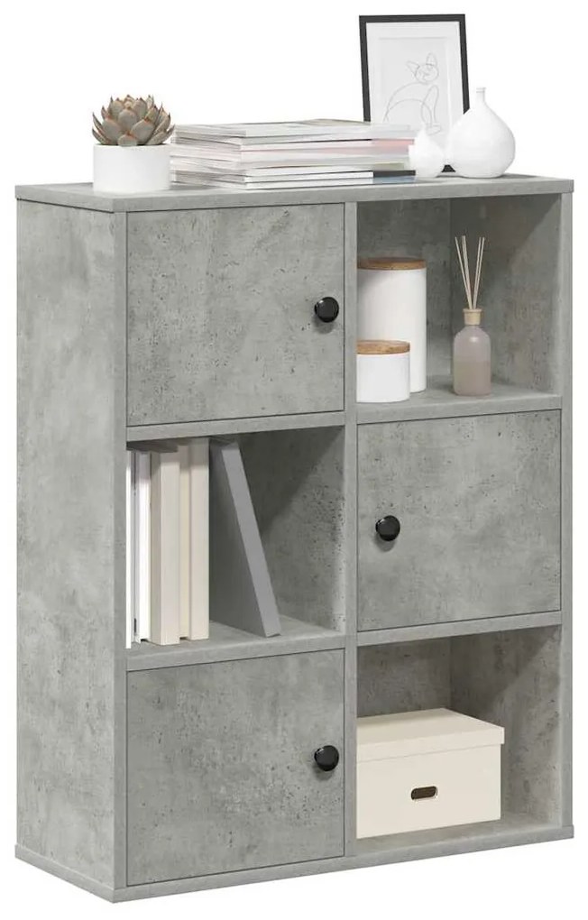 betonszürke szerelt fa könyvespolc 60x24x76,5 cm