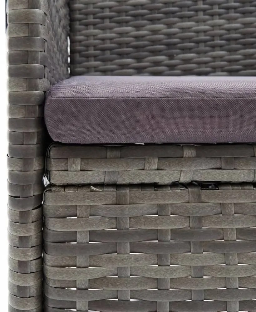 3 részes szürke polyrattan kerti étkezőgarnitúra párnákkal
