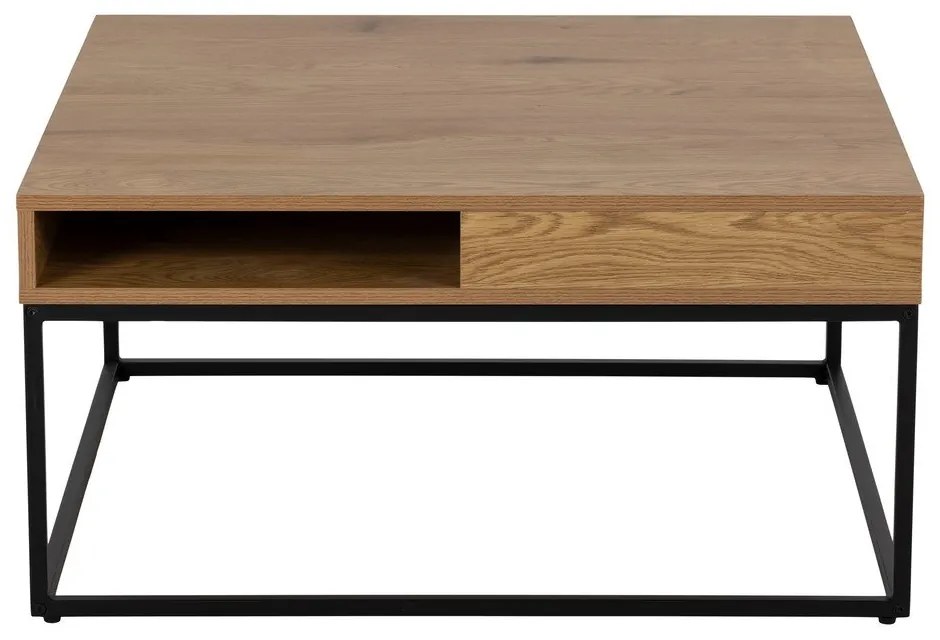 Sötét natúr színű dohányzóasztal tölgyfa dekoros asztallappal 80x80 cm Willford – Actona