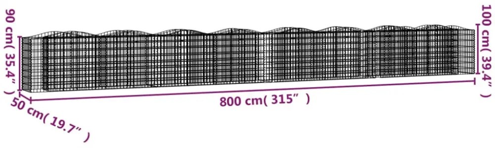 íves horganyzott vas gabion magaságyás 800 x 50 x 100 cm