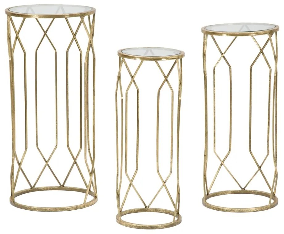 Kerek tárolóasztal szett üveg asztallappal, 3 db-os ø 32 cm Tunisi – Mauro Ferretti