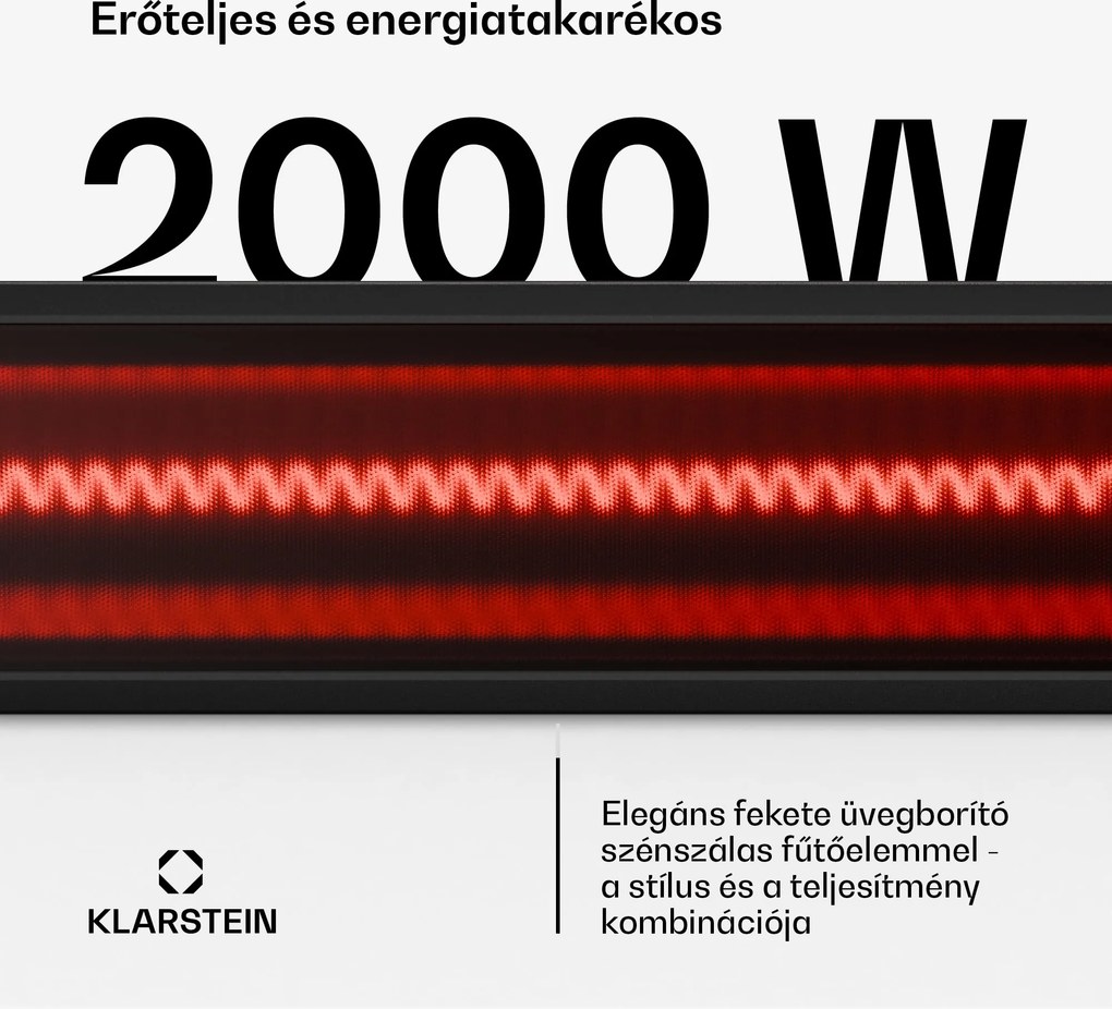 Klarstein Phantom infravörös fali fűtőtest | 2000 W | 15 m² | Erőteljes és vékony | 84 cm x 10 cm