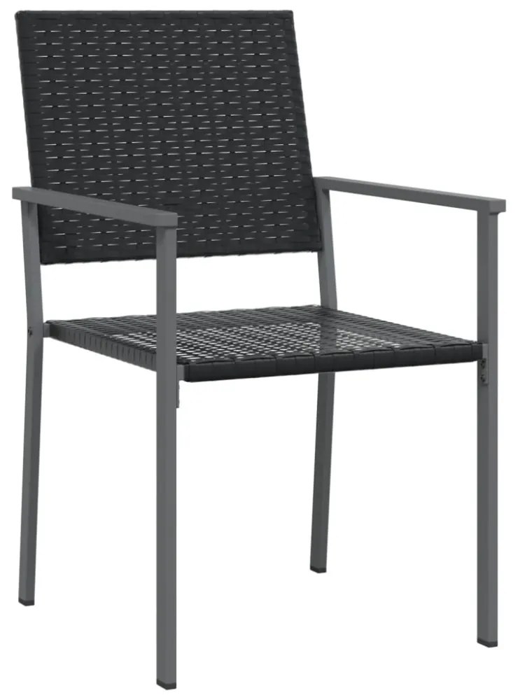 4 db fekete polyrattan kerti szék párnával 54x62,5x89 cm
