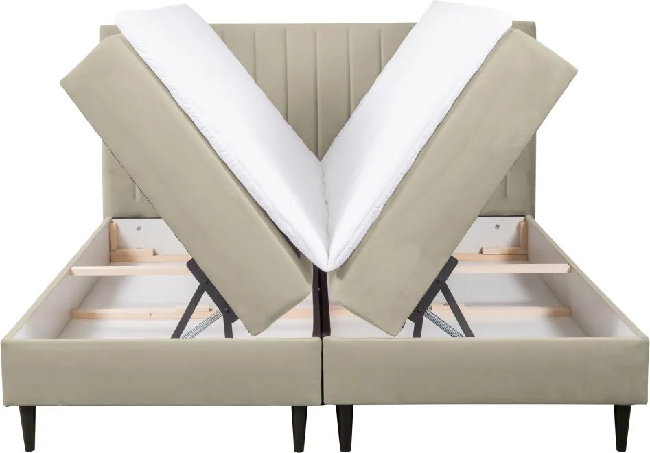 Boxspring ágy, 160x200, bézs, VALENCI