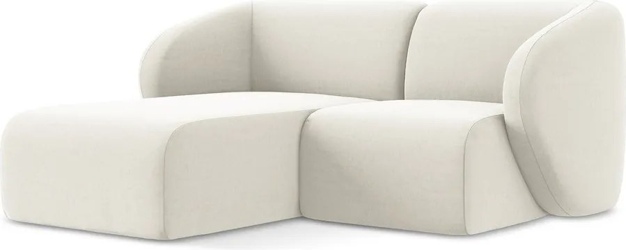 Bézs bársony sarokkanapé (bal oldali-heverő résszel) Lani – Makamii