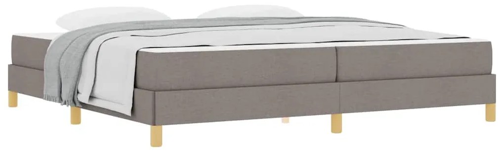 Boxrugós ágy Taupe és Barna 200 x 200 cm Textil és mérnöki fa