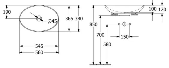Villeroy & Boch 4A470001 - Ráültethető mosdó LOOP&FRIENDS 56x38 cm kerámia/fehér