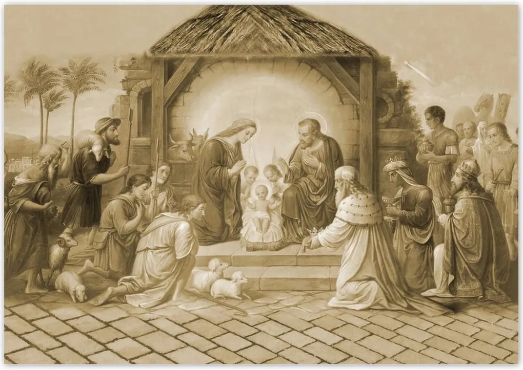 Poszterek 100x70 Szépia színű jászol