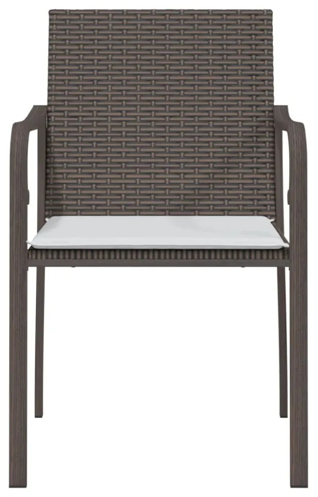 6 db barna polyrattan kerti szék párnával 56x59x84 cm