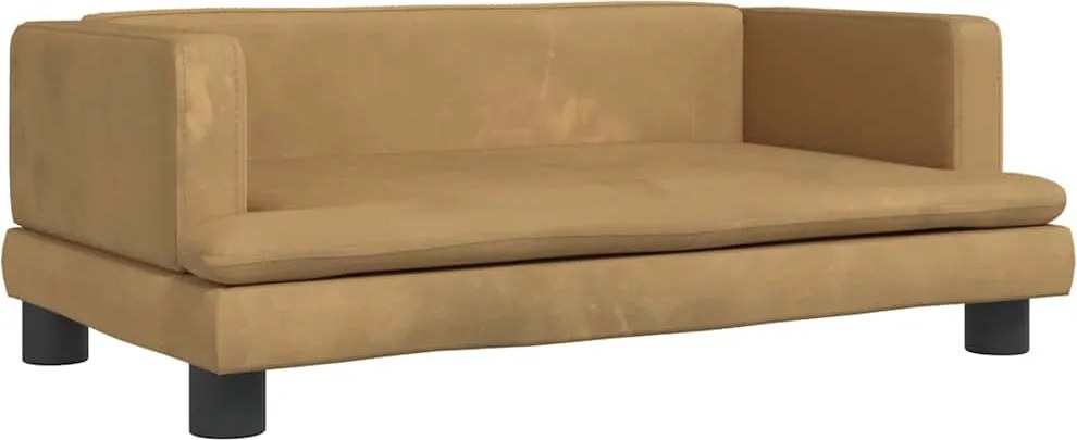 vidaXL barna bársony gyerekkanapé 80 x 45 x 30 cm