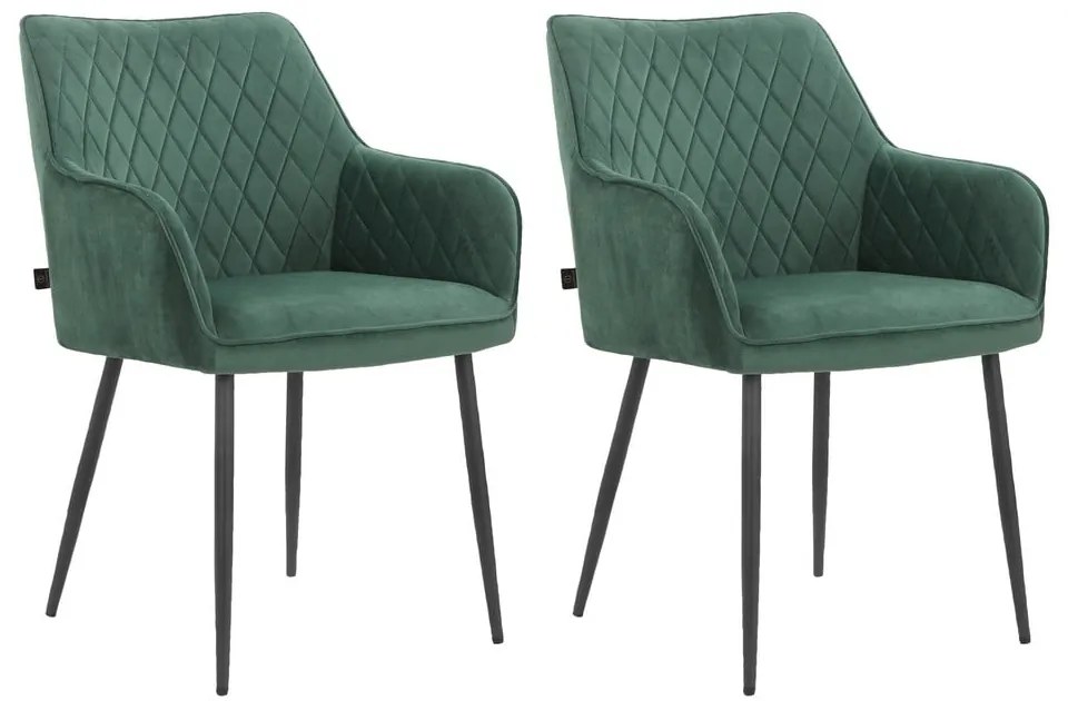 Zöld kárpitozott étkezőfotel szett 2 db-os Elvira – Støraa