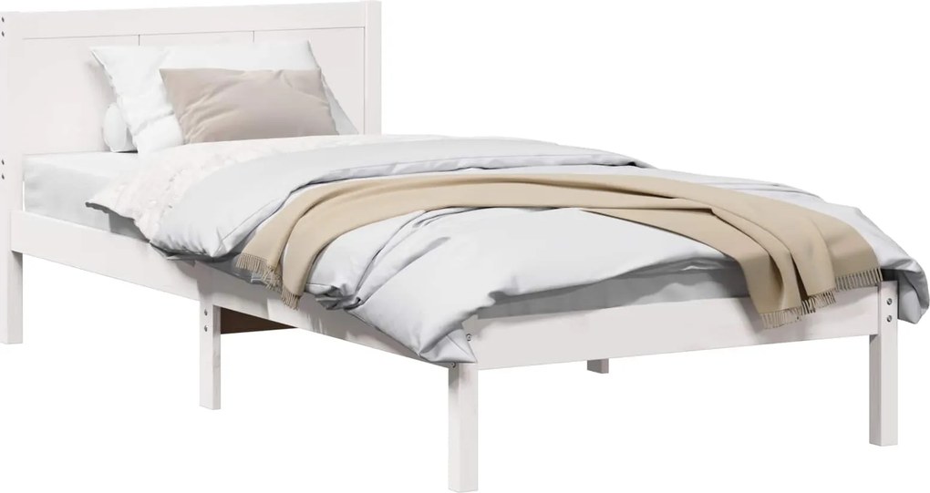 vidaXL Ágykeret Fehér 90 x 200 cm Tömör fenyőfa