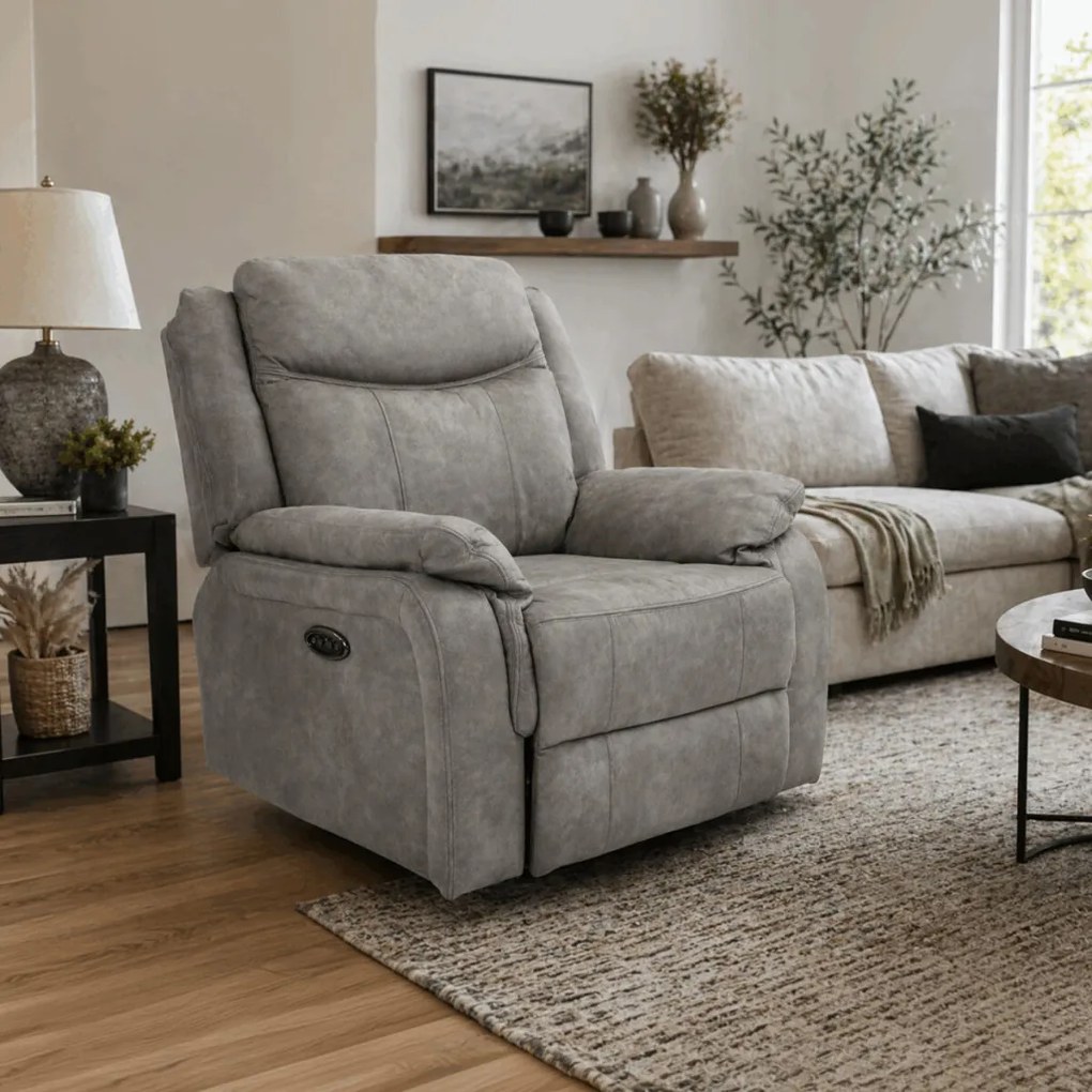 Elektromos relax fotel állítható háttámlával szürke vintage szövet TV-Q8668 GREY3