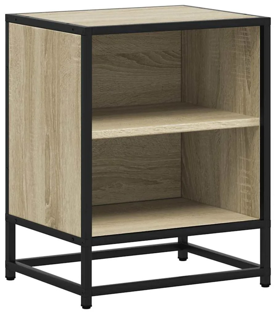 éjjeliszekrények 2 db Sonoma tölgy 40x31x50 cm Gépi fa és fém