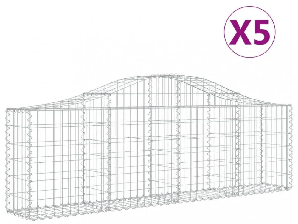 5 db íves horganyzott vas gabion kosár 200x30x60/80 cm