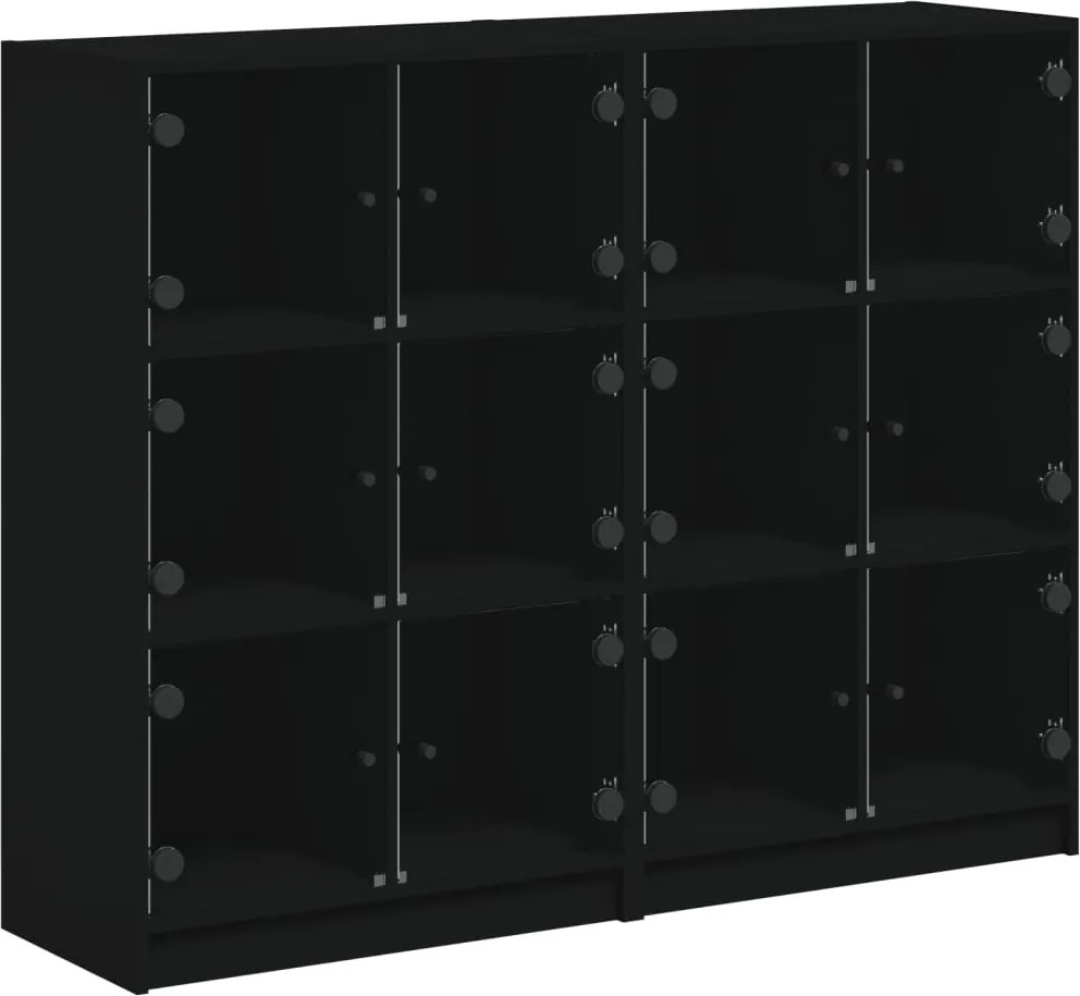 vidaXL fekete szerelt fa könyvespolc ajtóval 136 x 37 x 109 cm