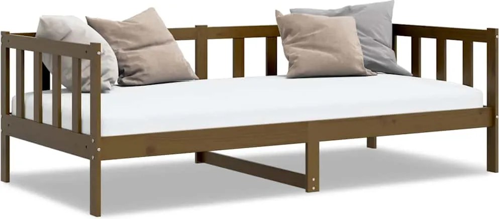 vidaXL mézbarna tömör fenyőfa kanapéágy 90 x 200 cm