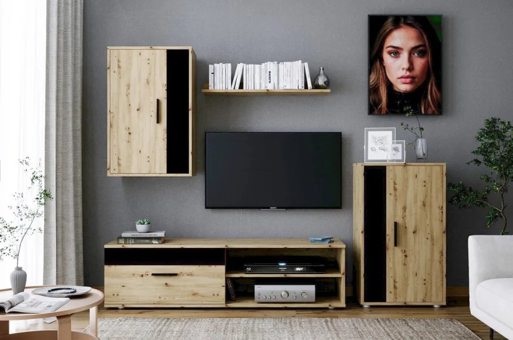 Benson 4 részes nappali szett kézműves tölgy, fekete