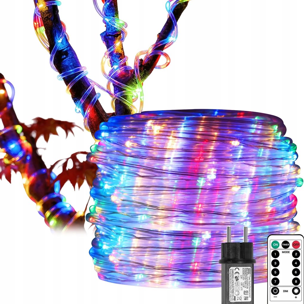 Kültéri Fénytömlő 100 Led Karácsonyfa Lámpa IP65 10m Programozó Multi