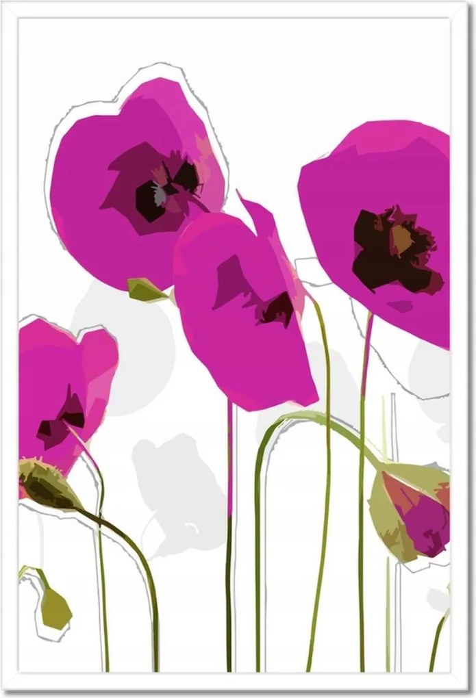 Poszter keretben 40x60 Lila pipacs virág