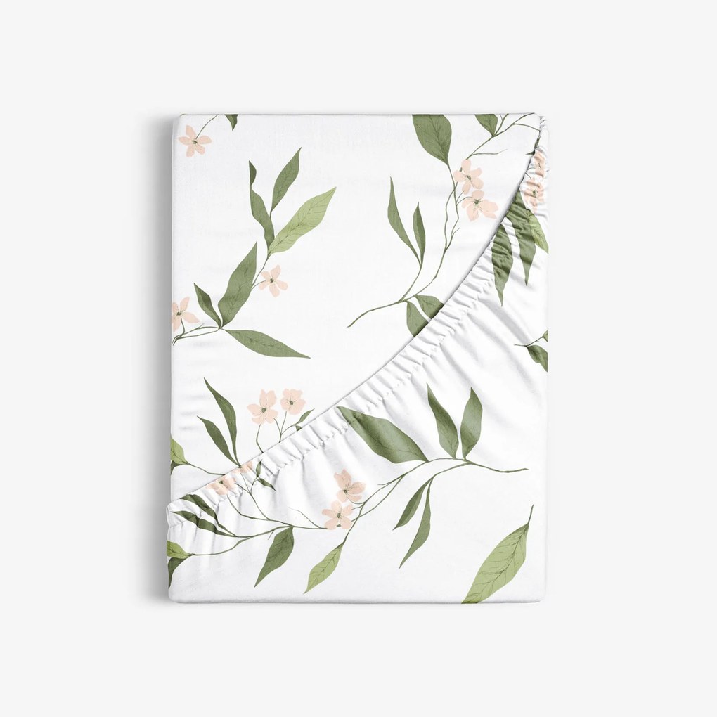 Goldea pamut gumis lepedő - jázmin virágmintás 90 x 200 cm