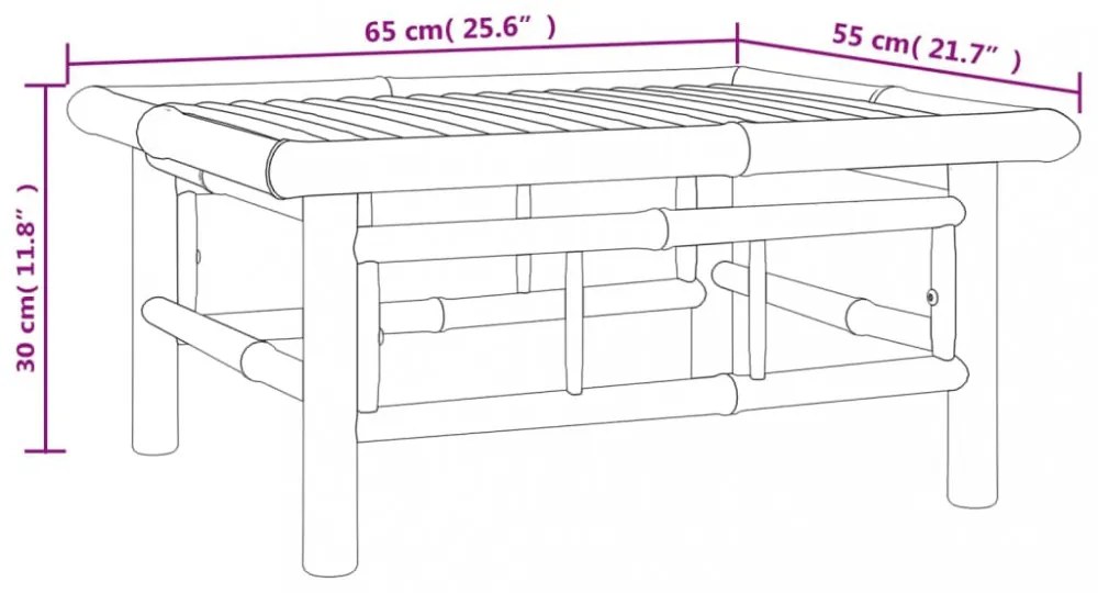 vidaXL bambusz kerti asztal 65 x 55 x 30 cm