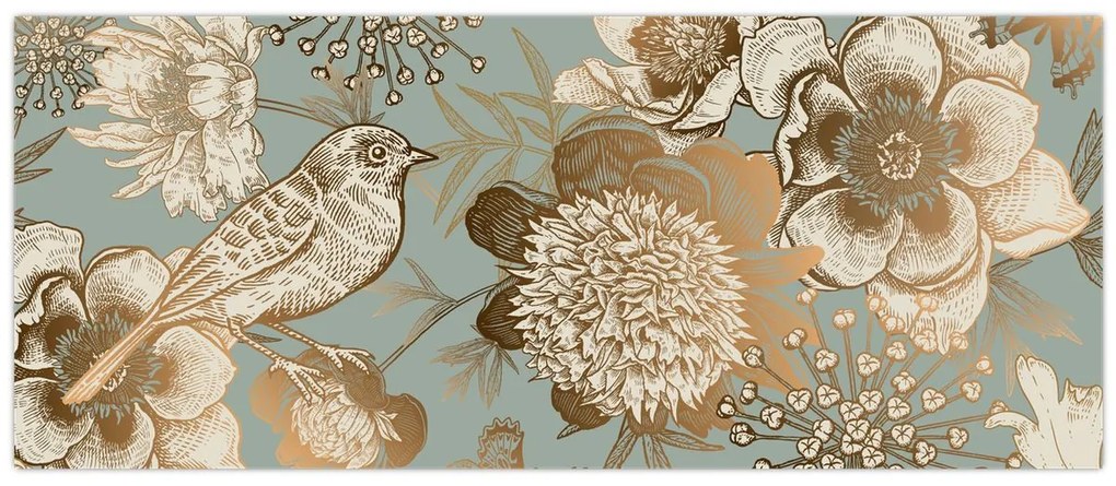 Kép - Kert egy madárral (120x50 cm)