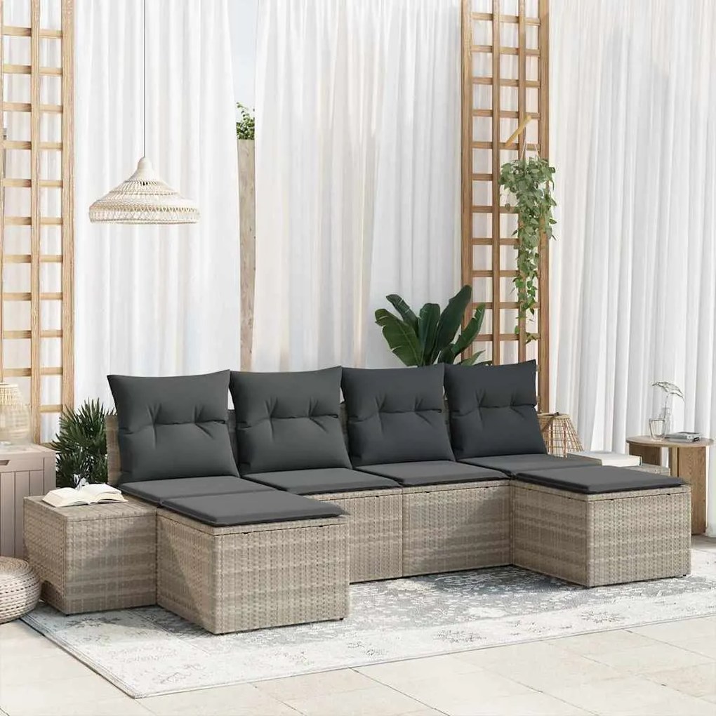 Kerti Kanapé Szett 6 pcs Világosszürke 184 x 62 x 85 cm