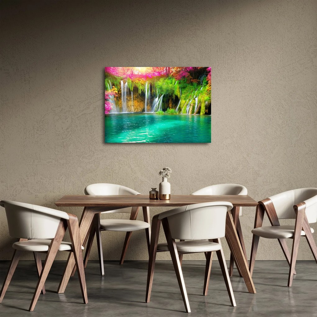 Kép - vízesés, Plitvicei-tavak, Horvátország (70x50 cm)