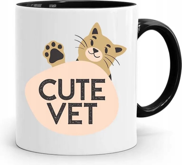 Fekete Bögre Ajándék Állatorvosnak Aranyos Vet nyomott mintával