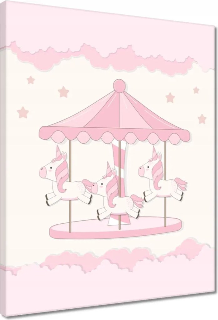 Vászonkép 40x50 Rózsaszín unikornisok a körhintán
