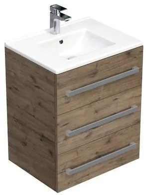 SAT Cube Way Fürdőszobaszekrény mosdóval 60x76,5x46 cm Wellington tölgy matt CUBE46603DWMOD