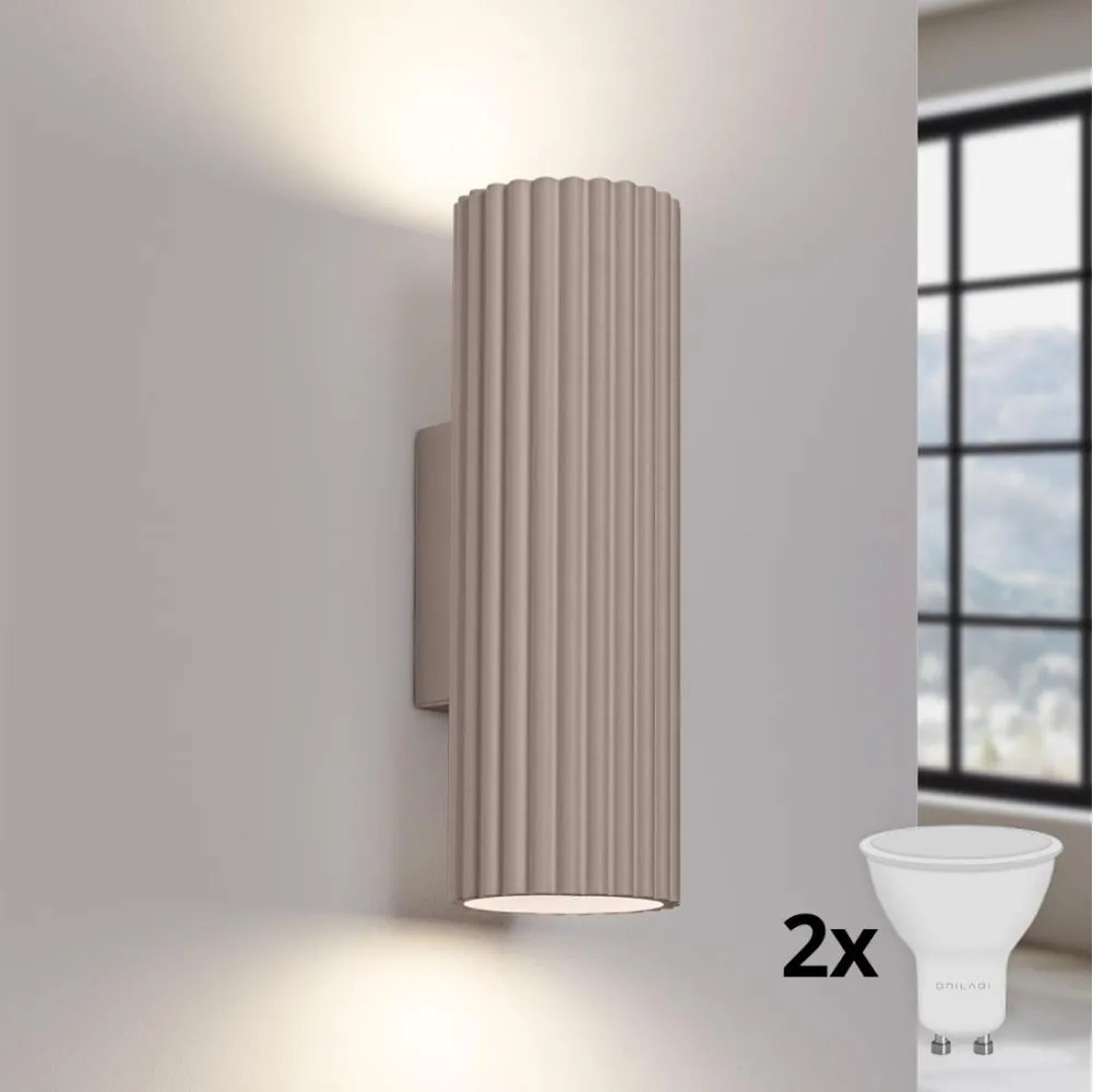 Brilagi - LED fali lámpatest CRESTO 2xGU10/10W/230V 20 cm taupe