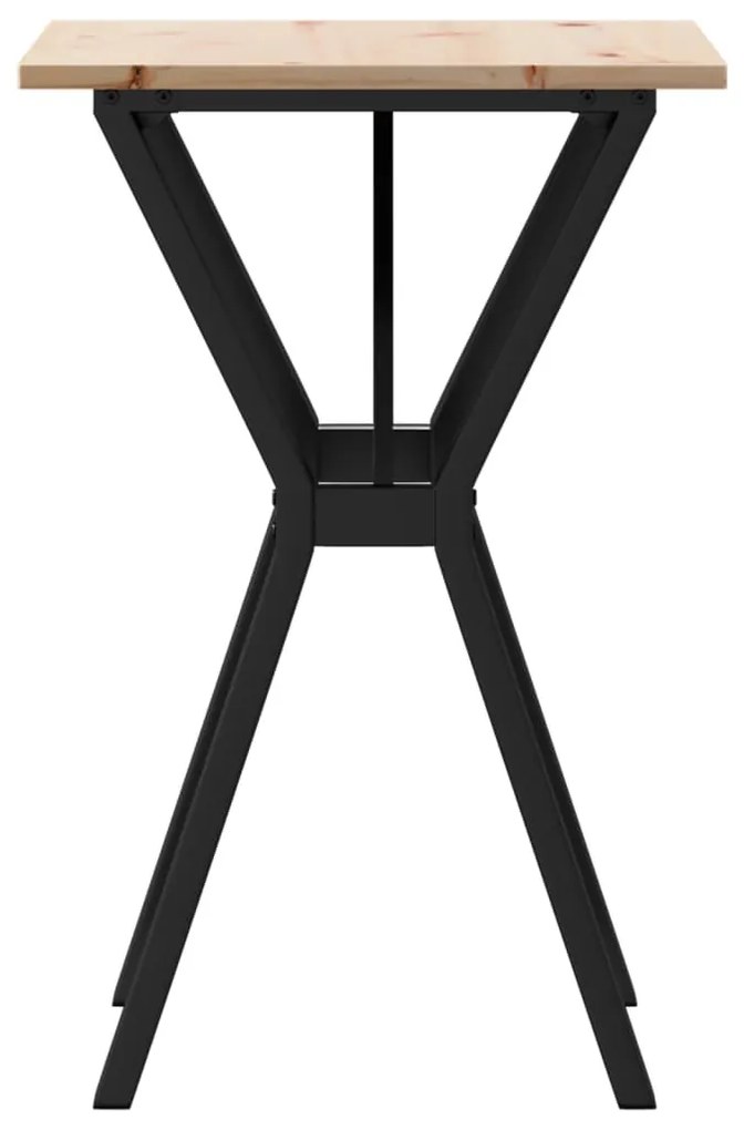 tömör fenyőfa és acél étkezőasztal Y-vázzal 50x50x75 cm