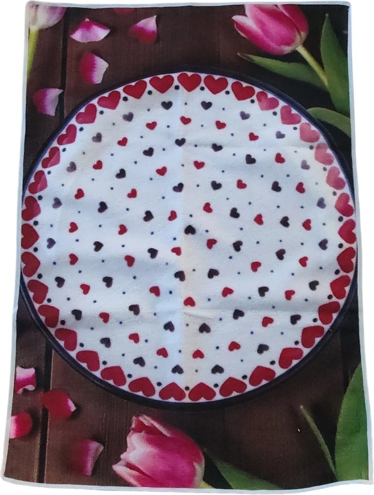 Törölköző 46*66cm konyhai mintás kerámia Boleszláv 2108szív