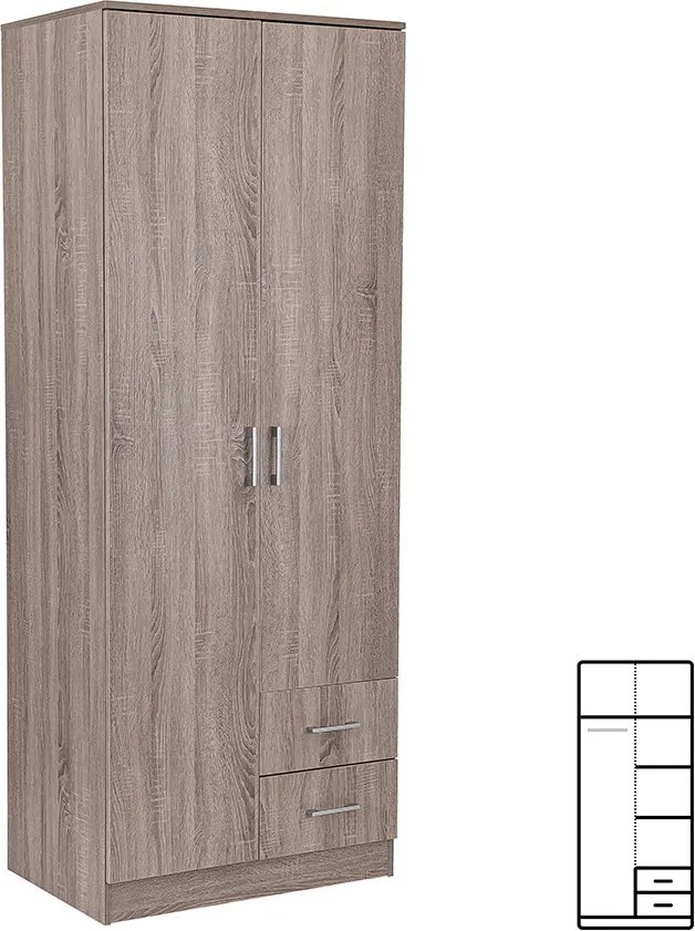 Miami gardróbszekrény 80x205 cm yorki tölgy-yorki tölgy