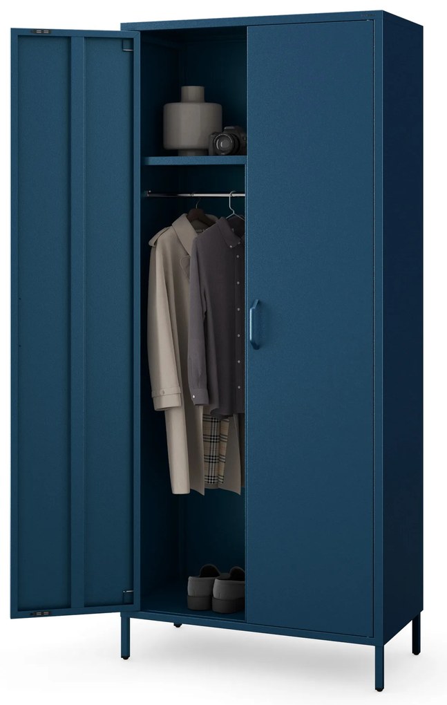 Gardróbszekrény FLAVIO, 800 x 1850 x 450 mm, Modern: sötétkék