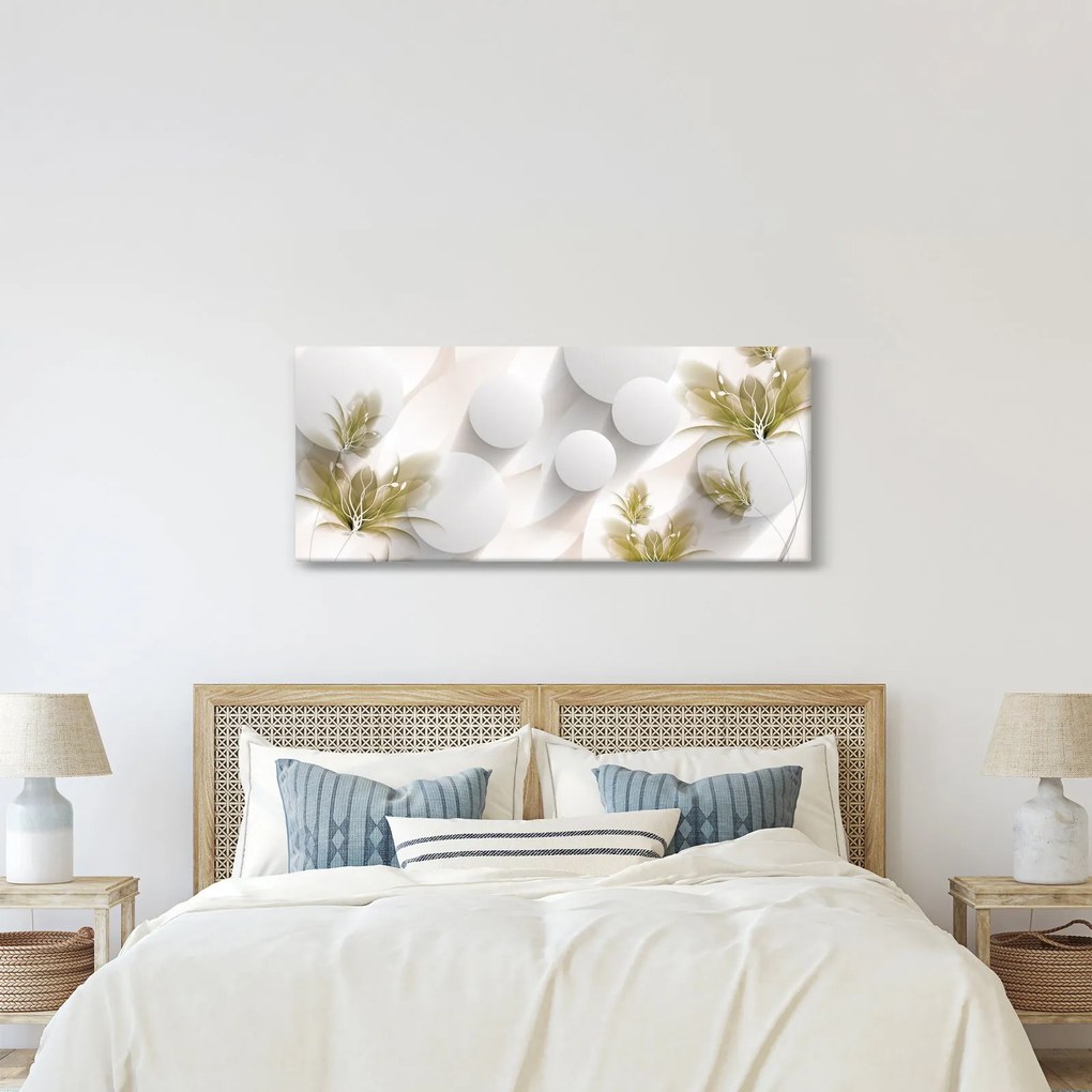 Kép - 3D körök virágokkal (120x50 cm)