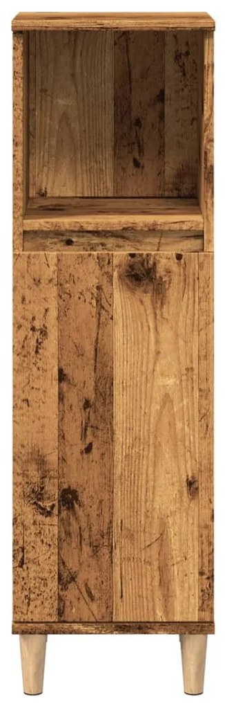 Antik fa színű szerelt fa fürdőszobaszekrény 30 x 30 x 100 cm