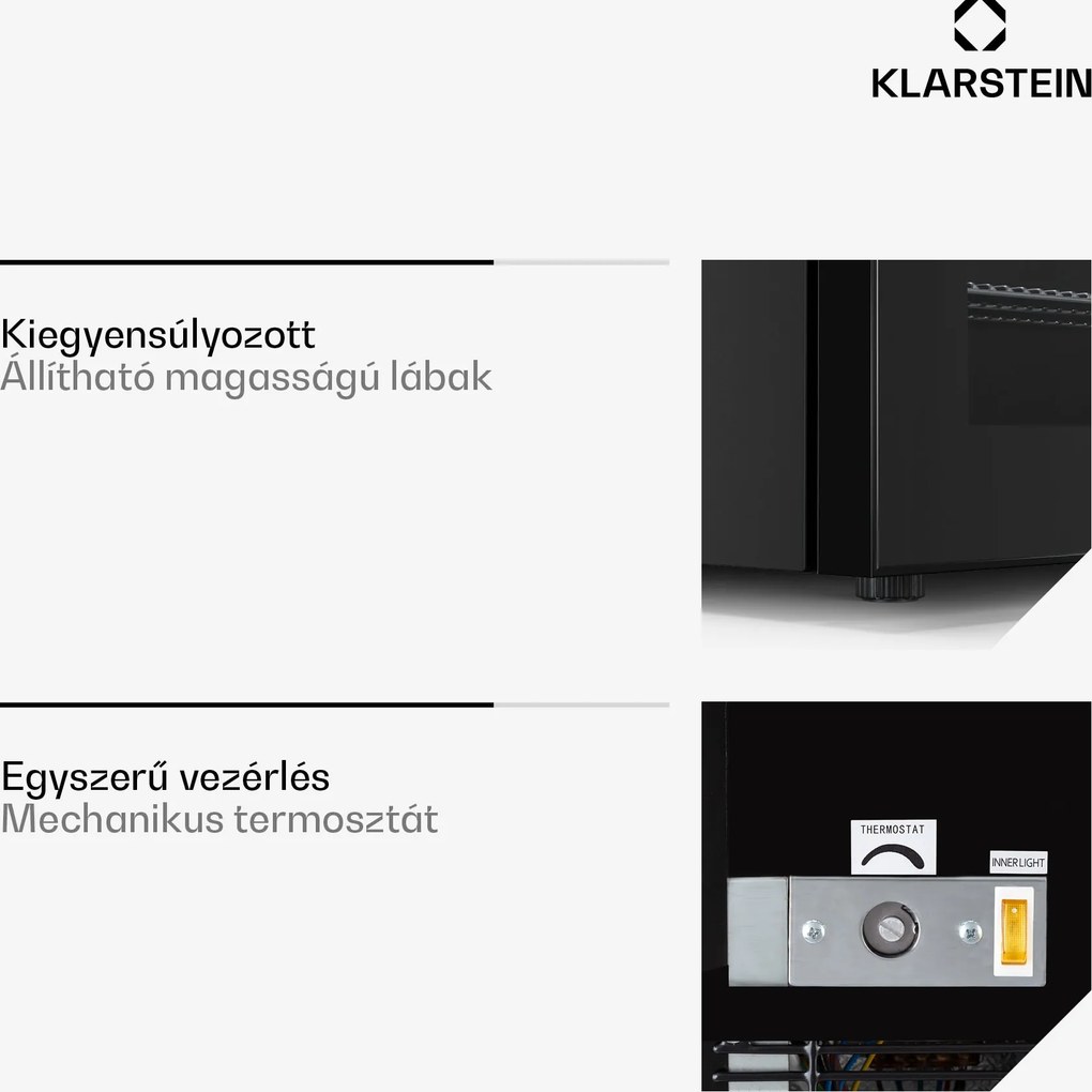 Klarstein IceAge 88, fagyasztó, 88 l, E energiahatékonysági osztály, 2 emelet, termosztát, üveg elülső részlap