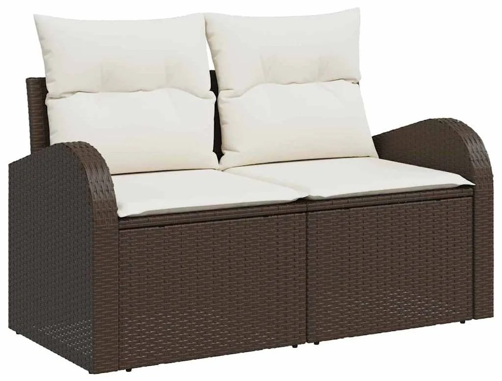 vidaXL Kerti Kanapé Szett párnával tárolóval 7 pcs Barna és Krém