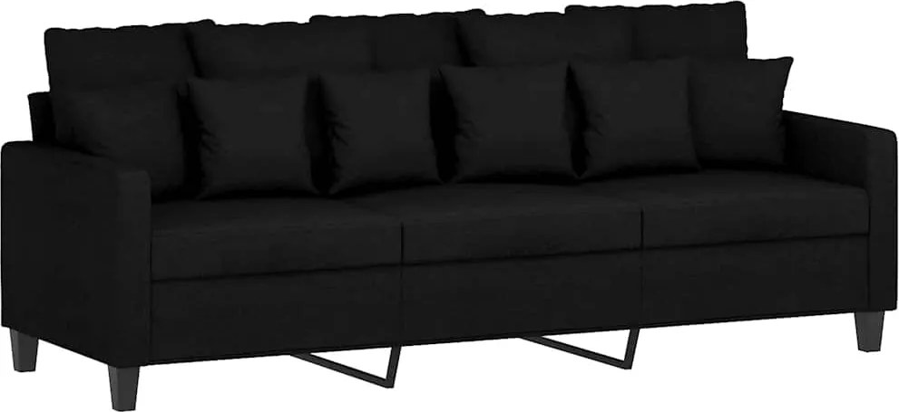 vidaXL 3 személyes fekete szövetkanapé 180 cm