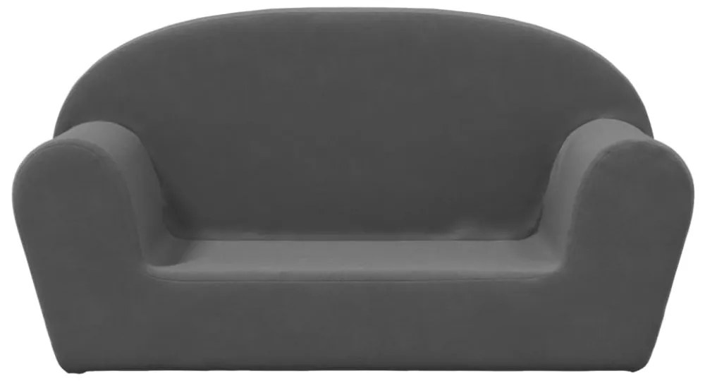 kétszemélyes antracitszürke puha plüss gyerekkanapé