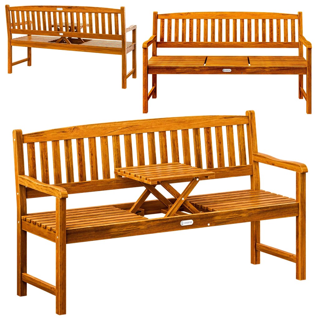 Deuba Kerti pad asztalkával 153 cm - eukaliptusz