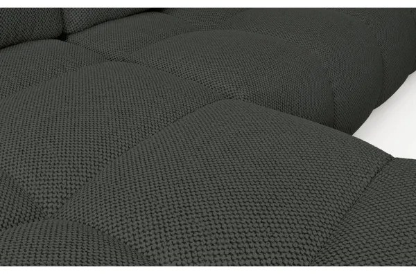 Ágyazható, kárpitozott L alakú sarokülőgarnitúra tárolóval ALMADA, balos, antracit